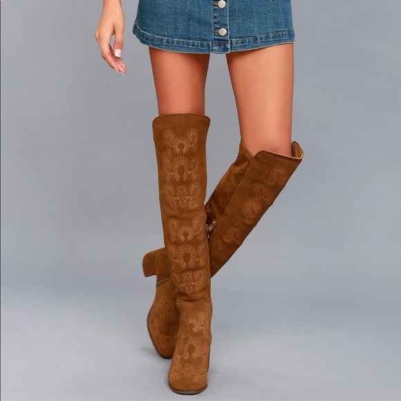 Anthropologie Shoes - High Noon Embroidered Over the Knee Kitten Boot